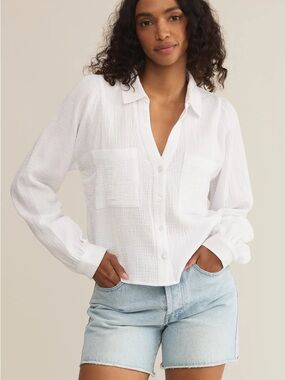 Z-Supply Relaxed White Button-Down Gauze Shirt